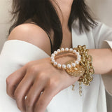 Unique Statement Bracelet Pearl Geometric Coin Charm GATTARA