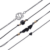 Handmade Unique Multilayer Black Leaf Bracelet Charms | GATTARA