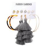 Fashion Multiple Tassel Hoop Dangle Earrings Set GATTARA