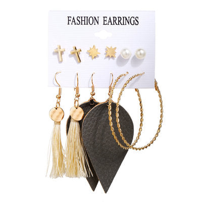 Fashion Multiple Tassel Hoop Dangle Earrings Set GATTARA