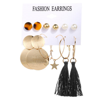 Fashion Multiple Tassel Hoop Dangle Earrings Set GATTARA