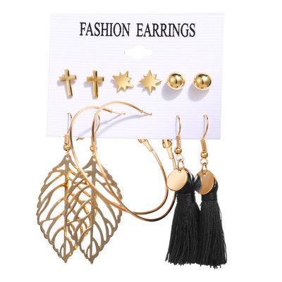 Fashion Multiple Tassel Hoop Dangle Earrings Set GATTARA