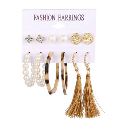 Fashion Multiple Tassel Hoop Dangle Earrings Set GATTARA