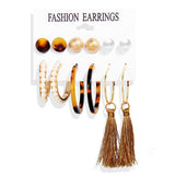 Fashion Multiple Tassel Hoop Dangle Earrings Set GATTARA