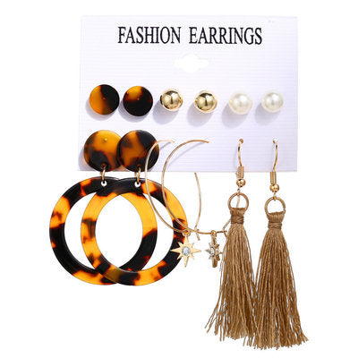 Fashion Multiple Tassel Hoop Dangle Earrings Set GATTARA