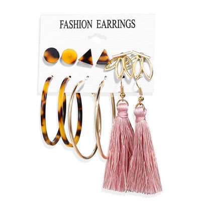 Fashion Multiple Tassel Hoop Dangle Earrings Set GATTARA