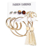 Fashion Multiple Tassel Hoop Dangle Earrings Set GATTARA