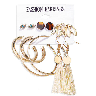 Fashion Multiple Tassel Hoop Dangle Earrings Set GATTARA