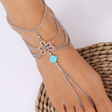 Boho Tassel Natural Turquoise Ankle Jewelry on Beach GATTARA