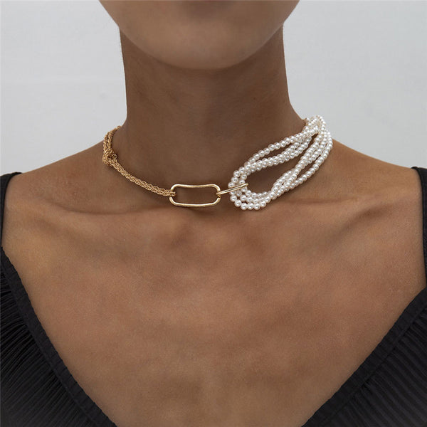 Minimalist Miltilayer Choker Necklace with Pearls GATTARA