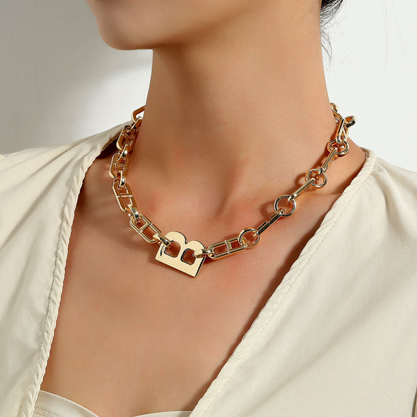 Stylish Chunky Hiphop Initial Necklace GATTARA