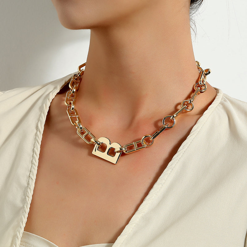 Stylish Chunky Hiphop Initial Necklace GATTARA