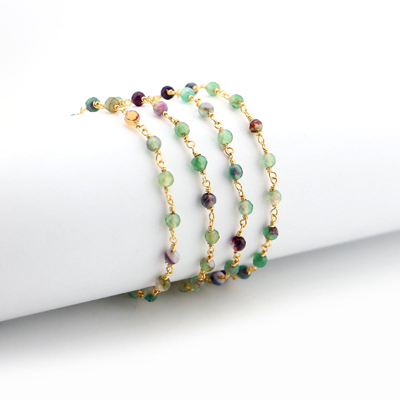 Natural Gemstone Glasses Strap with Gold Chain GATTARA