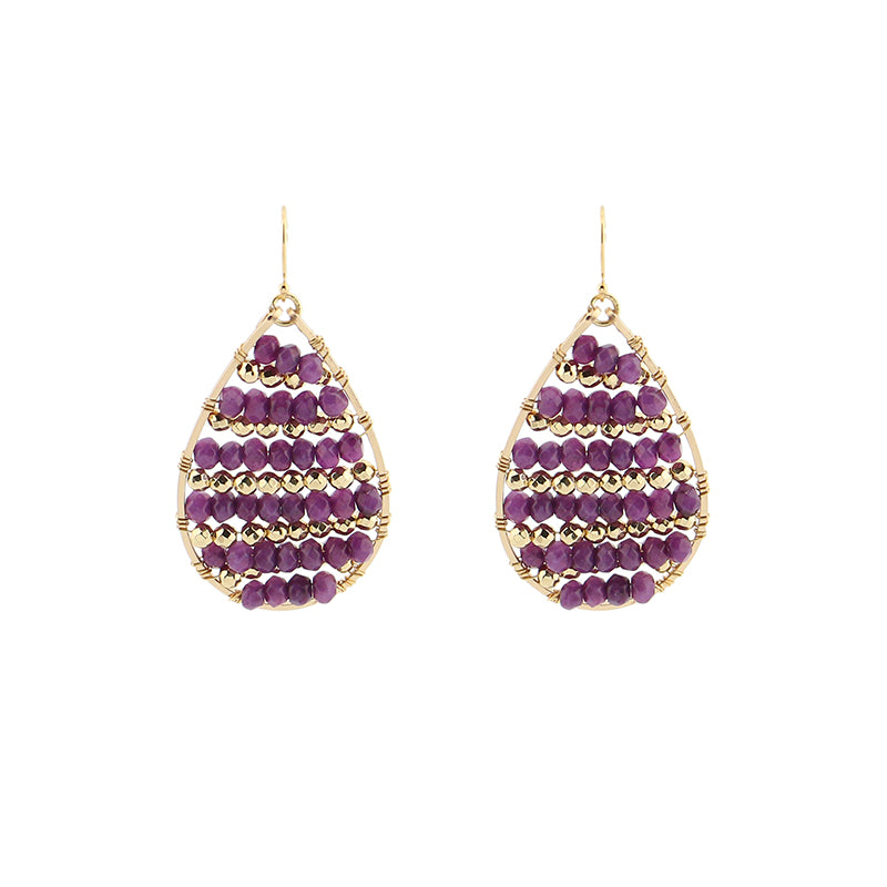 Luxury Tiny Gemstone Beaded Teardrop Earrings GATTARA