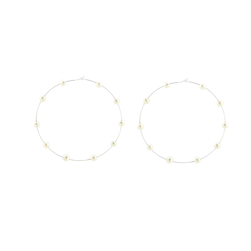 Fashionable Large Hoop Pearls Earrings GATTARA