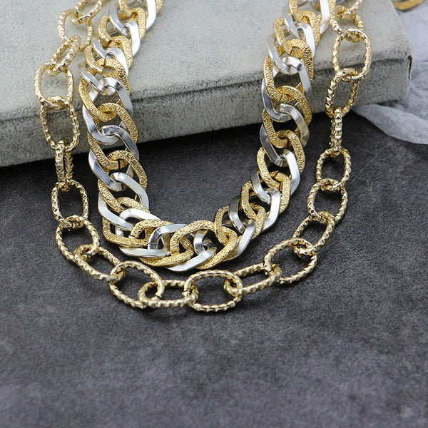 Trendy Multilayer Two Tone Necklace for Women GATTARA