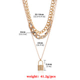 New Arrival Multilayer Lock Pendant Cuban Chain Necklace GATTARA