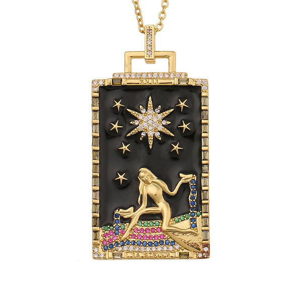 New Luxury Geometric Enamel Charms Necklace GATTARA