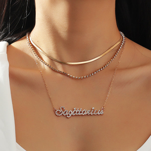 Trendy Sparkling Choker 12 Zodiac Necklace for Women GATTARA