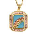 Personality Gold Plated Enamel Pendant Necklace GATTARA