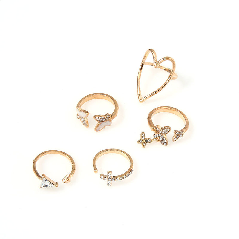 Bohemian Gold Butterfly with Crystal Ring Sets for Women GATTARA