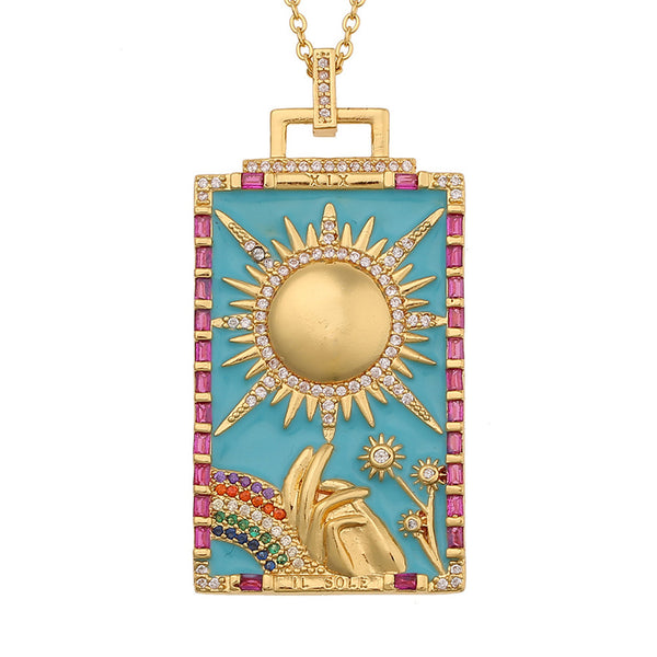 New Luxury Geometric Enamel Charms Necklace GATTARA