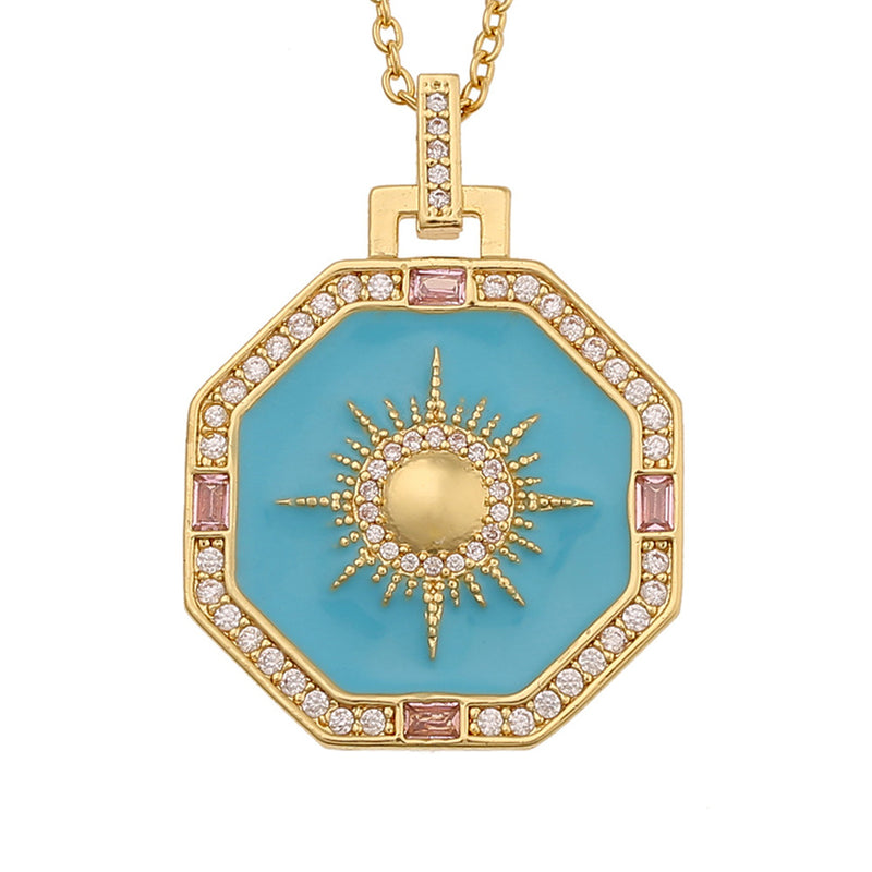 Personality Gold Plated Enamel Pendant Necklace GATTARA